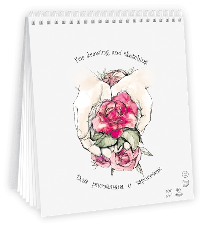 Блокнот для рисунков и зарисовок, 40 листов на пружине, 160х200 мм