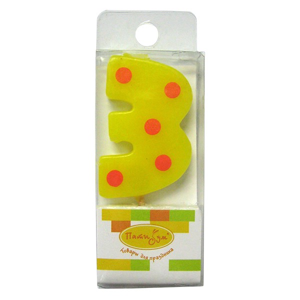 Свеча для торта Цифра 3, мини, 5 см