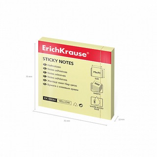 Бумага для заметок с клеевым краем, 75х75 мм, 100 листов, желтый 3