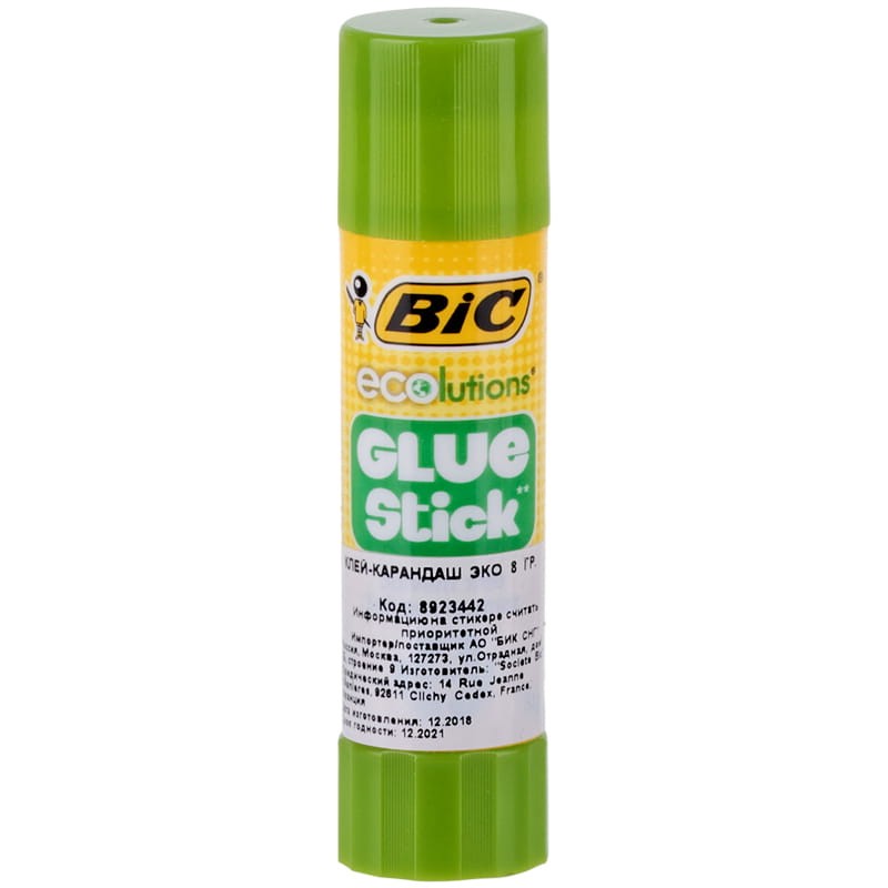 Клей-карандаш BIC Ecolutions, 8 гр с яблочным запахом