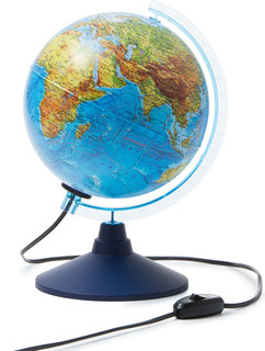 Глобус Земли физический-политический, диаметр 21 см, с подсветкой