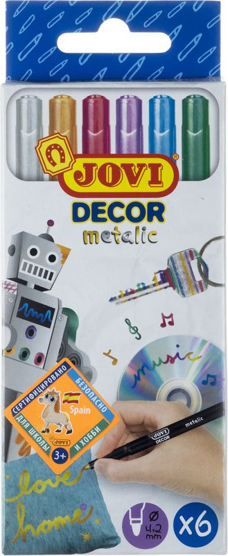 Маркеры перманентные Jovi, 1606M, металлик, 6 цветов