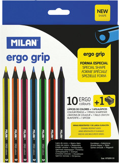 Карандаши пластиковые 'Ergo Grip' 10 цветов с точилкой