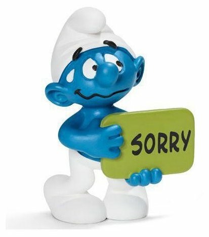 Schleich Фигурка Гном смурф с табличкой 'Прости' 20749