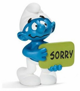 Schleich Фигурка Гном смурф с табличкой 'Прости' 20749