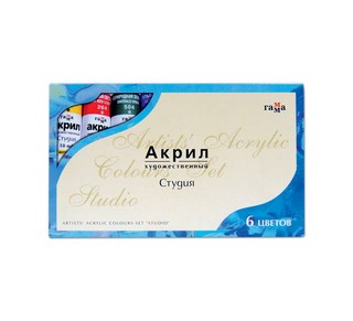 Краски акриловые Гамма 'Студия', художественные, 6 цветов, 18 мл