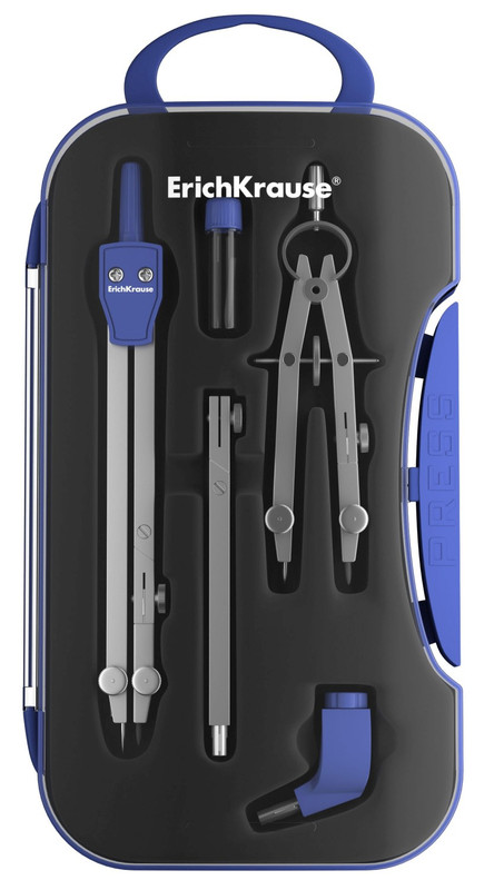 Готовальня 'University', 140 мм, 5 предметов ErichKrause, цвет серый, синий