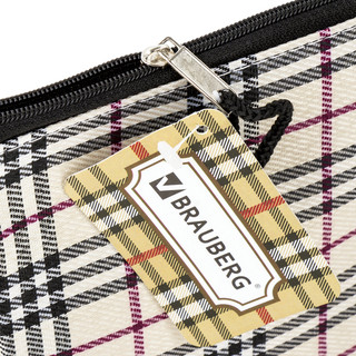 Папка-конверт на молнии 'Checked' мини (255х130 мм) ткань, в клетку 3