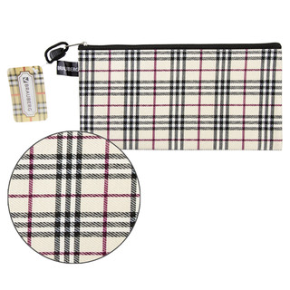 Папка-конверт на молнии 'Checked' мини (255х130 мм) ткань, в клетку 4