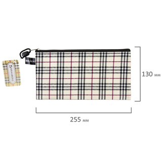 Папка-конверт на молнии 'Checked' мини (255х130 мм) ткань, в клетку 6