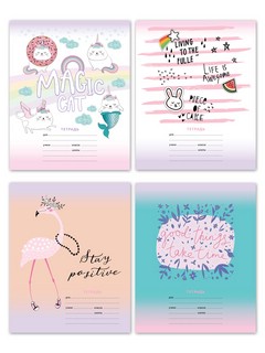 Тетрадь школьная А5 скоба 12 листов, клетка. Обложка в ассорт...