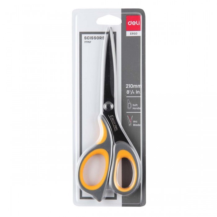 Ножницы 210мм Deli Ergo, резиновые вставки, европодвес