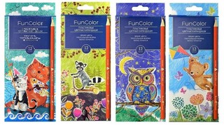 Карандаши цветные "FUNCOLOR" пластиковые, 12 цв. 4 вида (30-0...