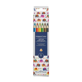 Набор цветных карандашей 'HappyColor', 6 цветов, упаковка в ассортименте