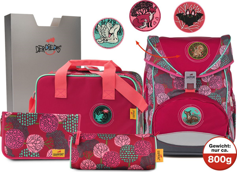 Ранец школьный DerDieDas ErgoFlex Exklusiv Switch Patch Волшебный лес, с наполнением