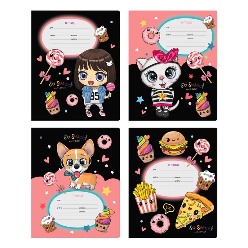 Тетрадь 12 листов, клетка 'Глазастики' в ассортименте. Цена за 1 шт.