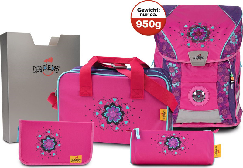 Ранец школьный DerDieDas ErgoFlex Vario Цветочки, с наполнением