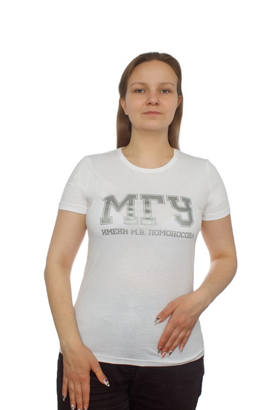 Футболка с надписью МГУ имени М.В. Ломоносова на русском языке