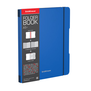 Тетрадь на резинке ErichKrause "FolderBook", А5+, 2x48 листов, клетка, съемная пластиковая обложка, синяя