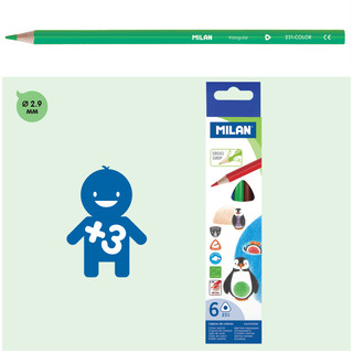 Карандаши Milan 231, 6 цветов, трехгранные 2
