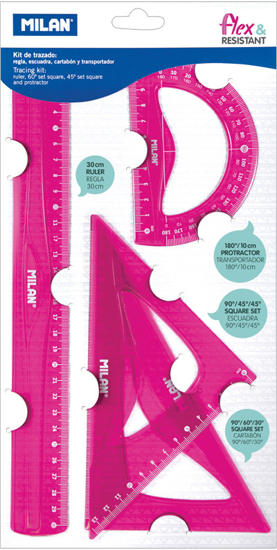 Набор чертежный большой 'Flex & resistant', цвет розовый
