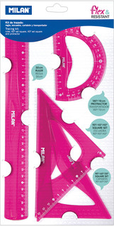 Набор чертежный большой 'Flex & resistant', цвет розовый