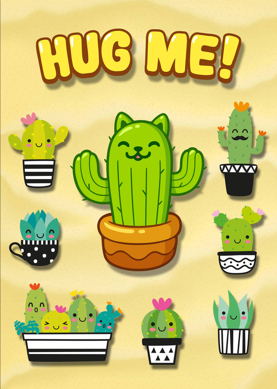 Кавай кактусы. Тетрадь школьная Эксмо, 48 листов в клетку