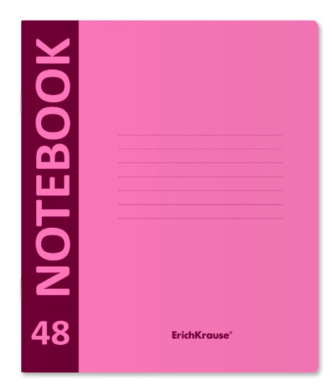 Тетрадь А5+, 48 л, клетка 'Neon' пластиковая обложка, розовая