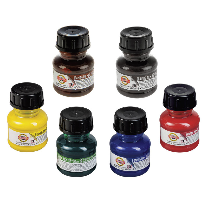 Набор туши для черчения (6 цветов по 20 мл) (1417S06)