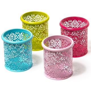 Подставка-стакан для канцтоваров металлическая круглая, узор ...