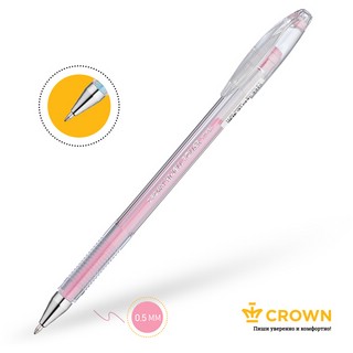 Ручка гелевая розовая пастель, Crown Hi-Jell Pastel 4