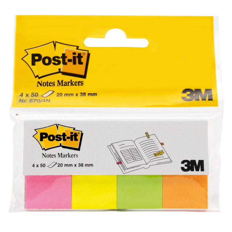 Закладки самоклеящиеся 'Post-it index', 200 шт