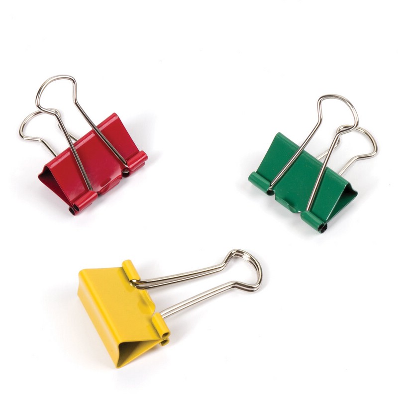 Зажим для бумаг 32 мм, металлический, цветной. Цена за 1 шт.