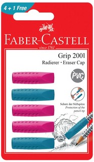 Ластик-колпачок Grip 2001, 5 шт в наборе, Faber-Castell, в ассортименте