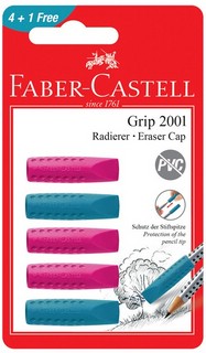 Ластик-колпачок Grip 2001, 5 шт в наборе, Faber-Castell, в ас...