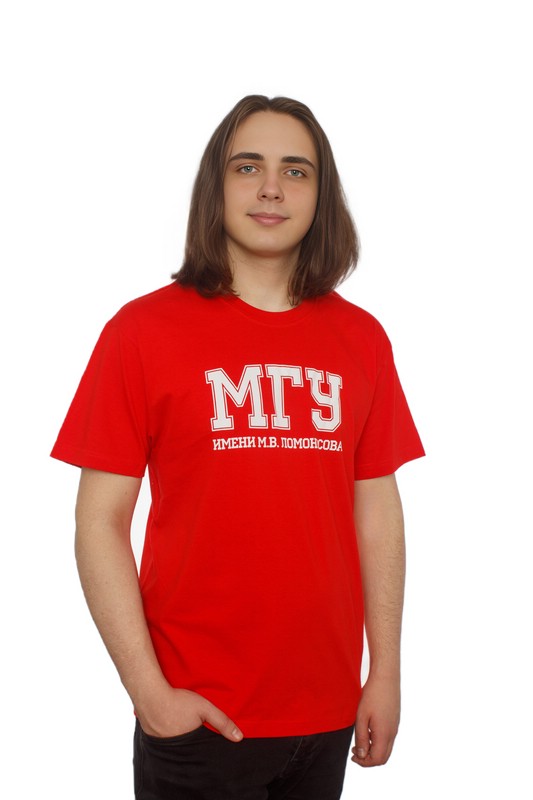 Футболка с надписью МГУ имени М.В. Ломоносова на русском языке