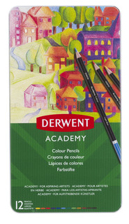 Набор цветных карандашей 'Academy', 12 цветов Derwent, цвет черный