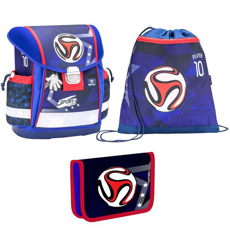 Ранец Belmil Classy Red Blue Football с наполнением