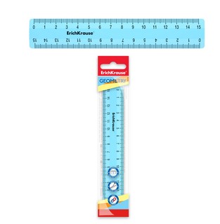 Линейка пластиковая ErichKrause® Pastel, 15 см, голубой, в фл...