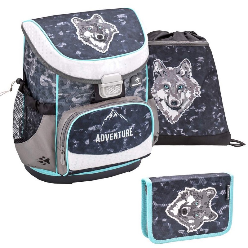 Ранец Belmil Mini Fit 'Wolf' с наполнением (мешок для обуви, пенал)