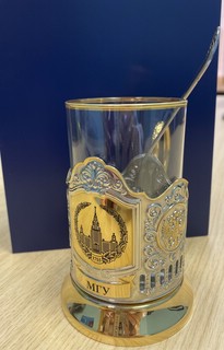 Подстаканник позолоченный в подарочной коробке с логотипом МГУ имени М.В. Ломоносова 2