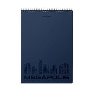 Блокнот с пластиковой обложкой 'Megapolis', А6, 80 листов, клетка, синий ErichKrause