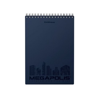 Блокнот с пласт.обложкой на спирали EK MEGAPOLIS® синий А5, 80 листов, клетка, микроперфорация