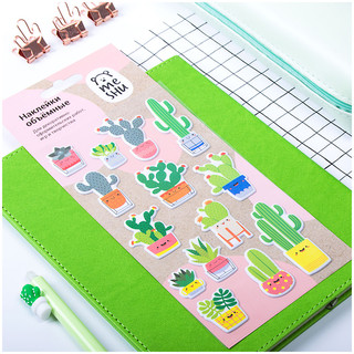 Наклейки объемные 'Cute cactus', 10x19 см MESHU, цвет разноцветный 2