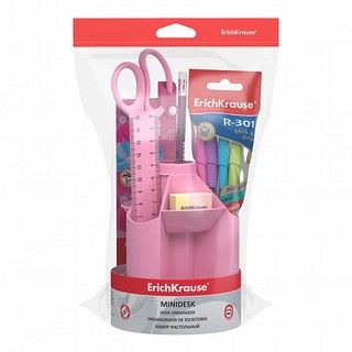 Набор настольный на вращающейся подставке ErichKrause® Mini Desk, Pastel, розовый 3
