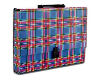 Папка-портфель А4 с ручкой, картон, корешок 4 см, 1 отделение, шотландка, Penmate