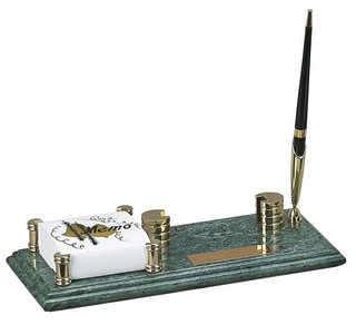 Набор настольный 9101: ручка, держатель блока бумаги, держатель визиток. Зеленый