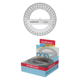 Транспортир 'Clear', 360 градусов, 12 см, прозрачный ErichKrause 2