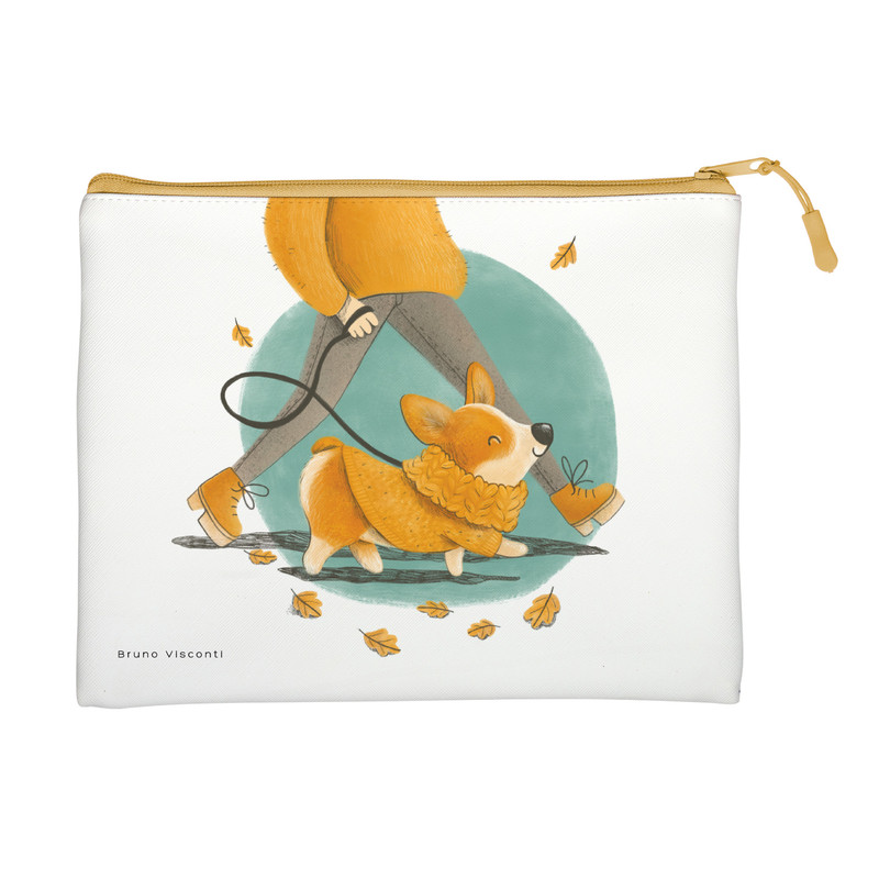 Папка на молнии 'Корги босс', цвет белый