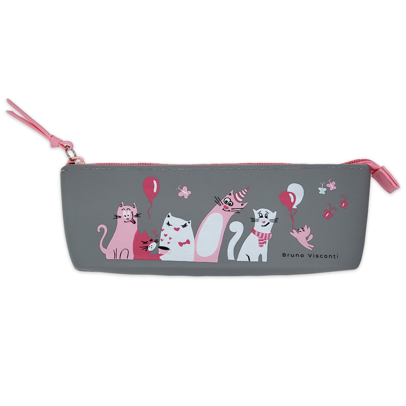 Пенал на молнии 'Котики', цвет серый GSF